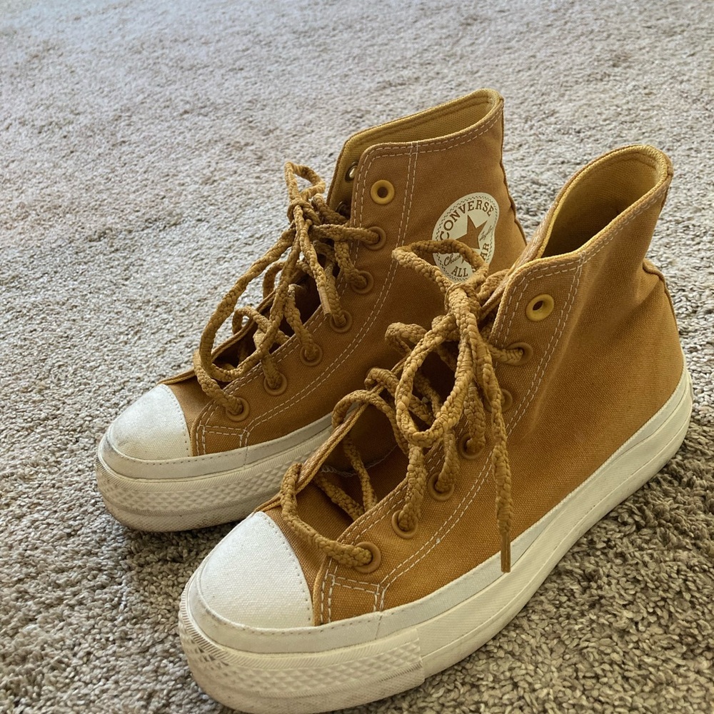 Converse High-Top Sneakers - Mustard Gold and White